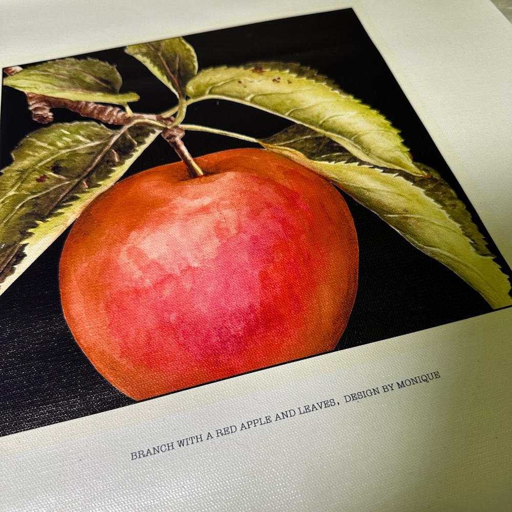 Printed art on loose unstretched Canvas Red Apple Vintage Style Craft